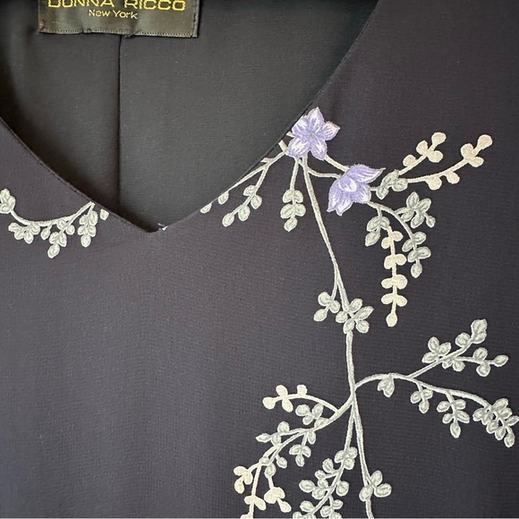 Donna Ricco Elegant Navy Blue Floral Maxi Dress Gown, 14 - Picture 11 of 15